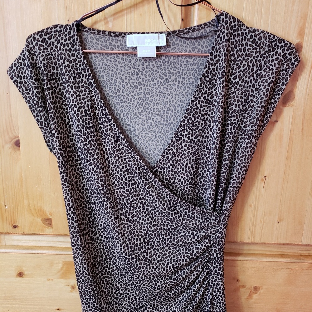 Michael Kors Leopard Print Wrap Top
